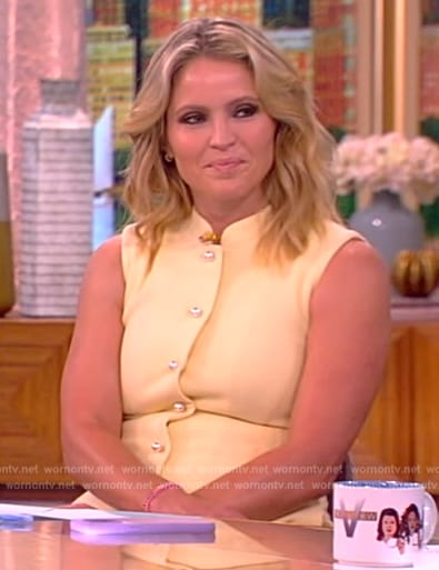 Sara’s yellow button front sleeveless dress on The View
