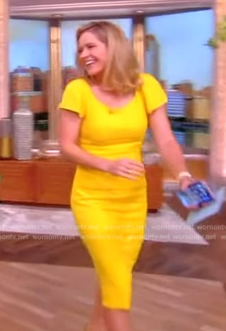 Sara’s yellow flutter sleeve dress on The View