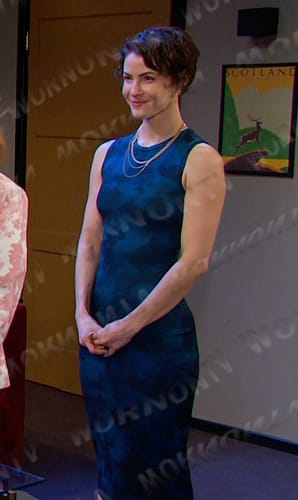 Sarah’s blue tie dye dress on Days of our Lives