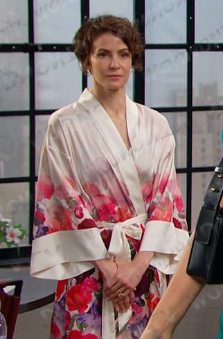 Sarah’s white floral robe on Days of our Lives