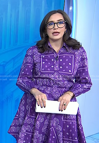 Savannah’s purple paisley print dress and sandals on Today