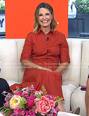 Savannah’s red elbow sleeve shirtdress on Today