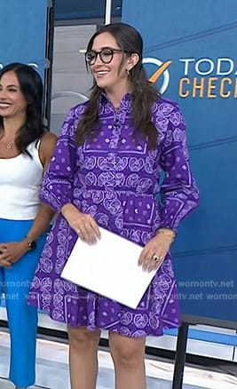 Savannah’s purple paisley print dress and sandals on Today