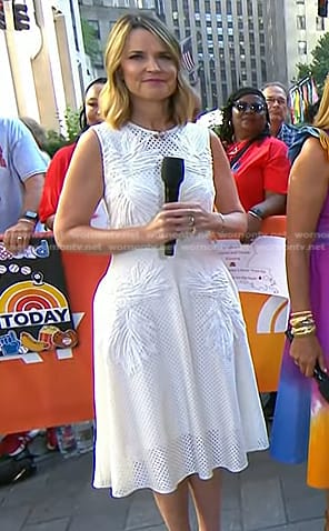 Savannah’s white embroidered eyelet dress on Today