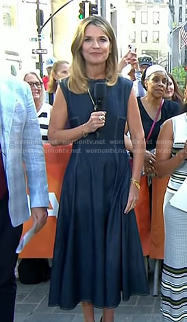 Savannah’s denim midi dress with white stitching on Today
