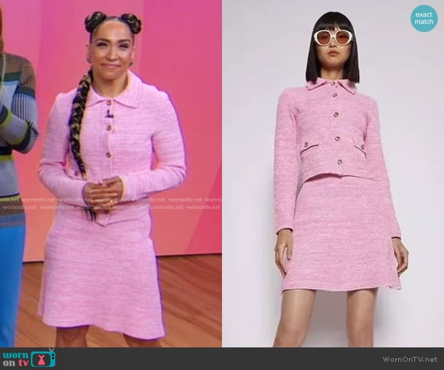 Scanlan Theodore Crepe Knit Tweed Jacket worn by Robin Arzo?n on Good Morning America