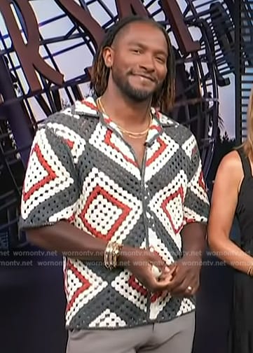 Scott’s diamond crochet knit shirt on Access Hollywood