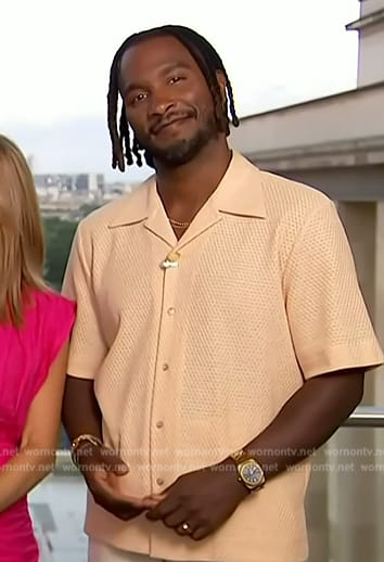 Scott’s orange button down shirt on Access Hollywood