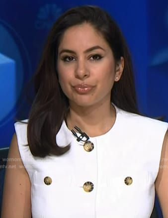 Seema Mody’s white button top on NBC News Daily