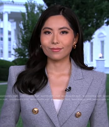 Selina Wang’s grey double breasted blazer on Good Morning America