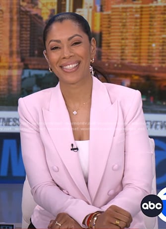 Shirleen’s pink double breasted blazer on Good Morning America