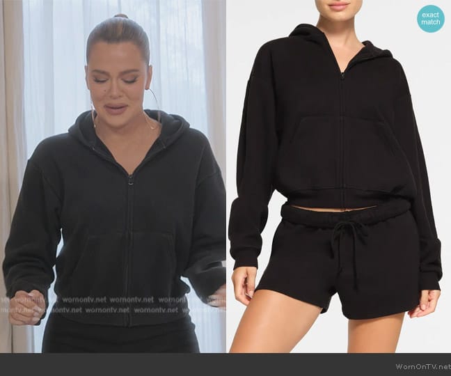 Skims Cotton Blend Classic Fleece Zip-Up Hoodie worn by Khloe Kardashian (Khloe Kardashian) on The Kardashians