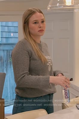 Sohpie’s gray logo sweater on The Real Housewives of Orange County