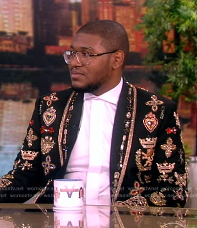 Eric Carpenter-Grantham’s black embellished blazer on The View
