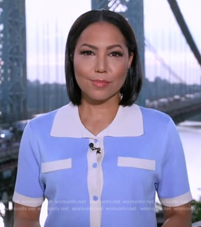 Stephanie Ramos’s blue contrast button shirt on Good Morning America