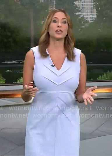 Stephanie Abrams’ light blue v-neck dress on CBS Mornings