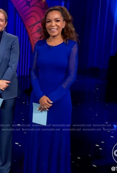 Sunny’s blue mesh maxi dress on The View