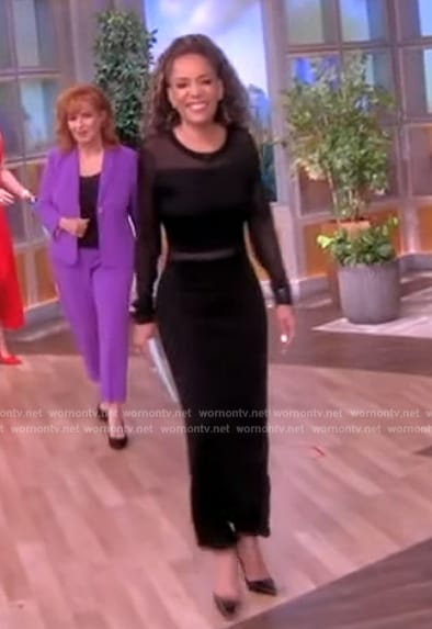 Sunny’s black sheer panel dress on The View