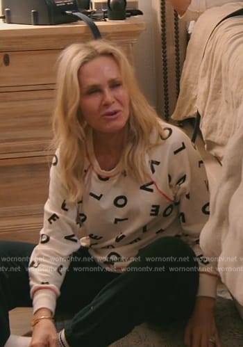 Tamra’s alphabet print pajama top on The Real Housewives of Orange County