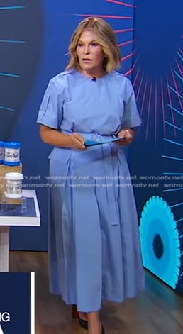 Tory’s light blue belted midi dress on Good Morning America