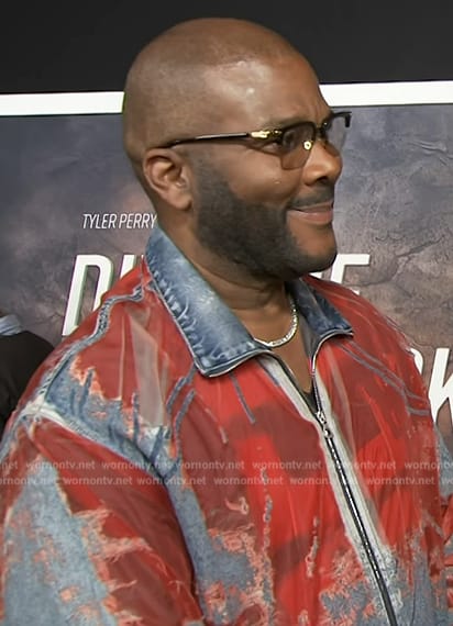 Tyler Perry’s red denim jacket on E! News