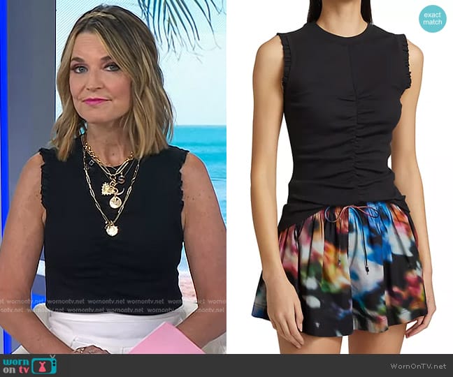 Ulla Johnson Kyla Top in Noir worn by Savannah Guthrie on Today