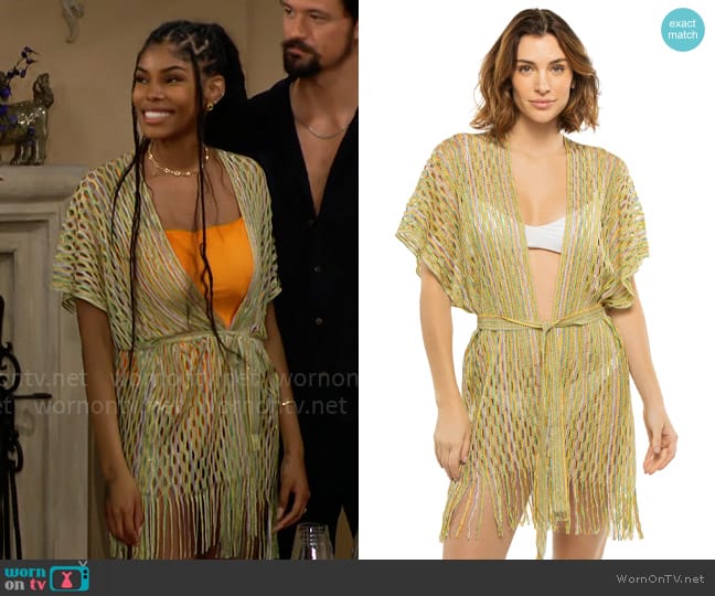 Pain de Sucre Velia Kimono worn by Paris Buckingham (Diamond White) on The Bold and the Beautiful