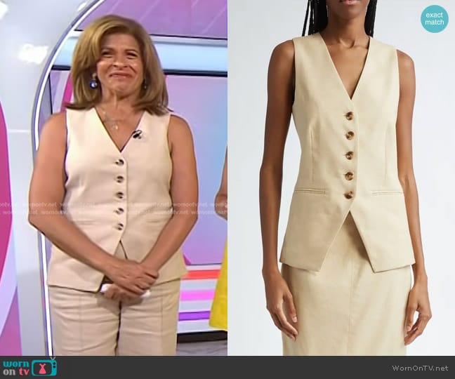 Veronica Beard Liff Linen Blend Vest in Stone Khaki worn by Hoda Kotb on Today