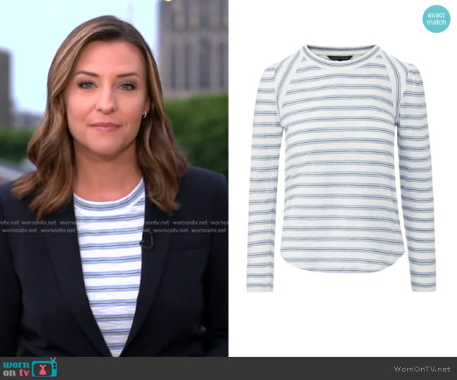 Veronica Beard Mason Baseball Tee in Hydrangea Multi worn by Mary Bruce on Good Morning America