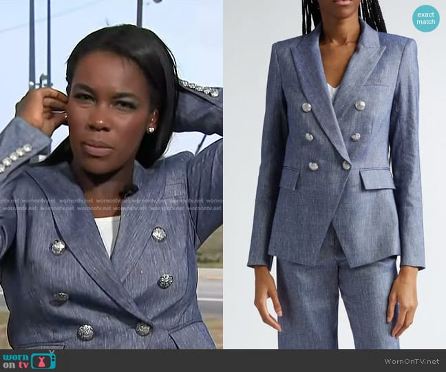 Veronica Beard Miller Dickey Jacket in Blue Melange worn by Adrienne Broaddus on NBC News Daily