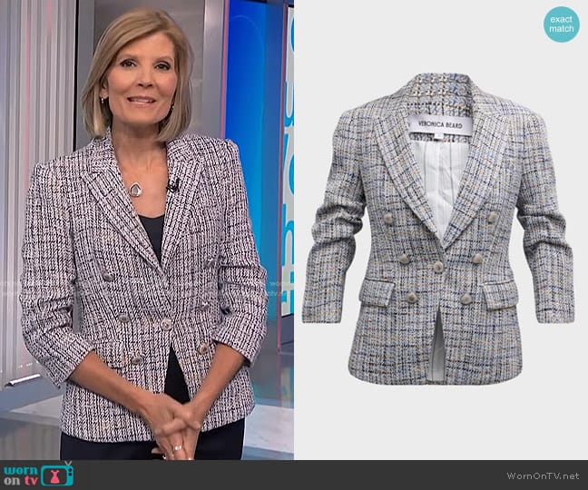 Veronica Beard Ryland Dickey Jacket in Blue Multi worn by Kate Snow on NBC News Daily