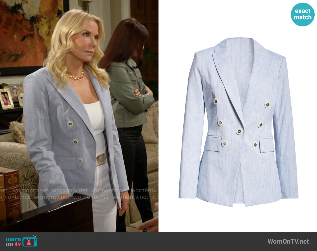 Veronica Beard Gaya Blazer in Blue Oasis worn by Brooke Logan (Katherine Kelly Lang) on The Bold and the Beautiful