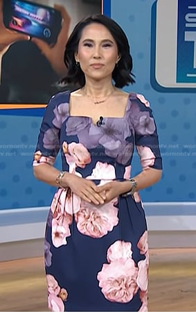 Vicky’s blue floral elbow sleeve dress on Today