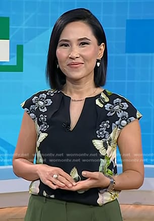 Vicky’s black floral and butterfly print top on Today