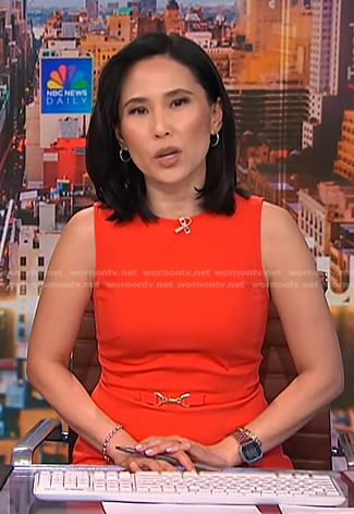 Vicky’s red belted midi dress on NBC News Daily