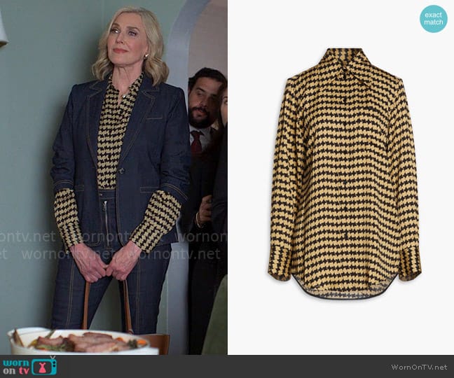 Victoria Beckham Houndstooth cady shirt worn by Nadine Gregory (Brenda Strong) on UnPrisoned
