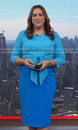 Violeta Yas’s blue tie front dress on NBC News Daily