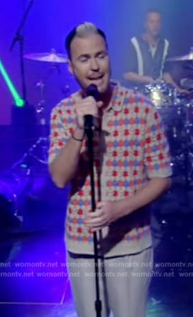Michael Fitzpatrick’s crochet knit shirt on Live with Kelly and Mark