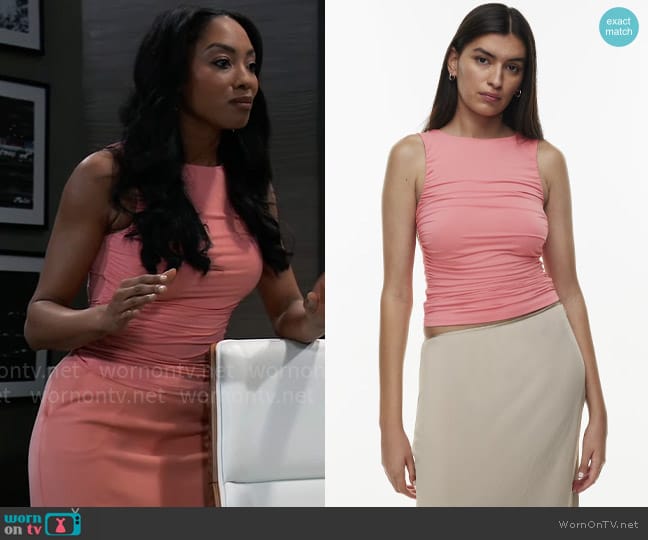 Wilfred Musing Top in Petunia Pink worn by Jordan Ashford (Tanisha Mariko Harper) on General Hospital