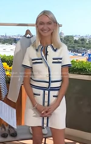 Zanna Roberts Rassi’s White contrast trim tweed jacket and skirt on Today