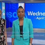 Zinhle’s blue cropped blazer and wide leg pants on NBC News Daily