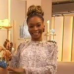 Zuri’s white sheer ruffle detail dress on Access Hollywood