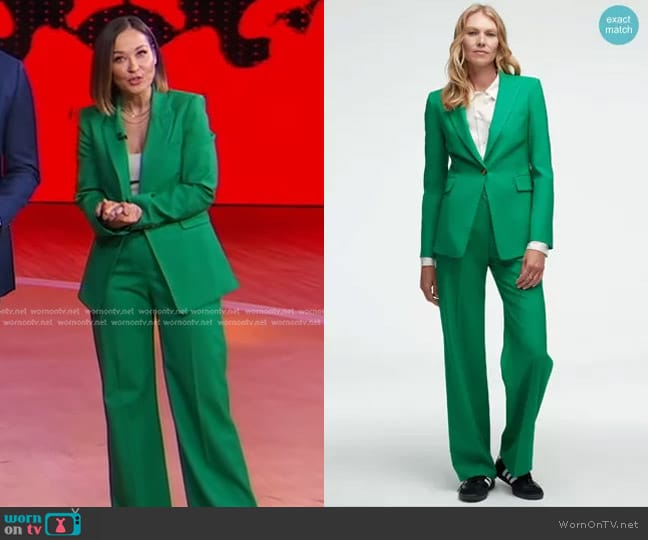 Argent Single Button Blazer in Kelly Green worn by Eva Pilgrim on Good Morning America