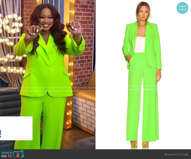 L'Agence Chamberlain Blazer in Lime Green worn by Garcelle Beauvais on Good Morning America