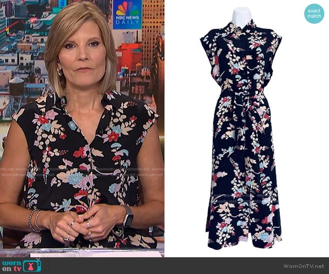 Diane von Furstenberg Floral Silk Dress in Black worn by Kate Snow on NBC News Daily