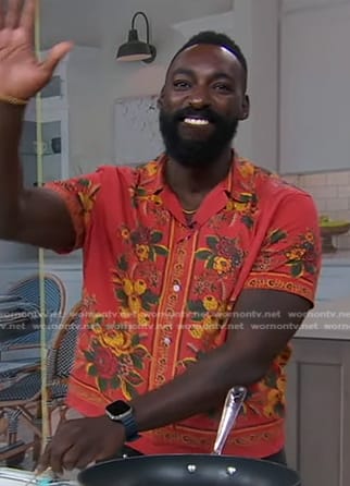 Eric Adjepong’s red floral shirt on Good Morning America