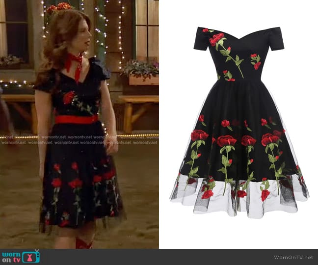 Vintage Flower Embroidery Dress worn by Victoria Vance (Jordan Clark) on Bunkd