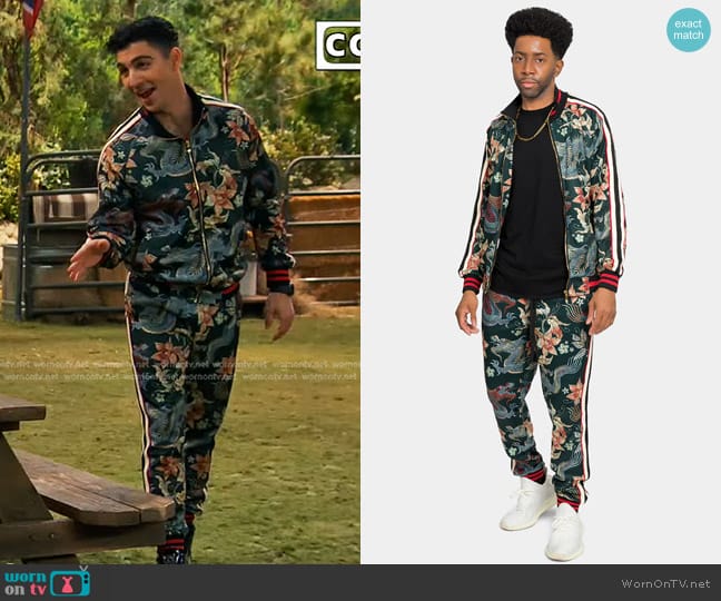 Dragon Floral Tracksuit Set in Green G-Style USA worn by Parker Preston (Trevor Tordjman) on Bunkd