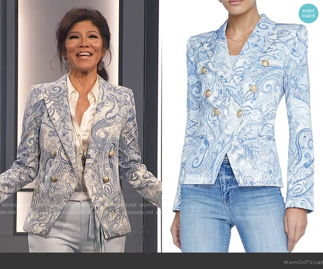 L'Agence Marie Printed Double Breasted Blazer worn by Julie Chen on Big Brother