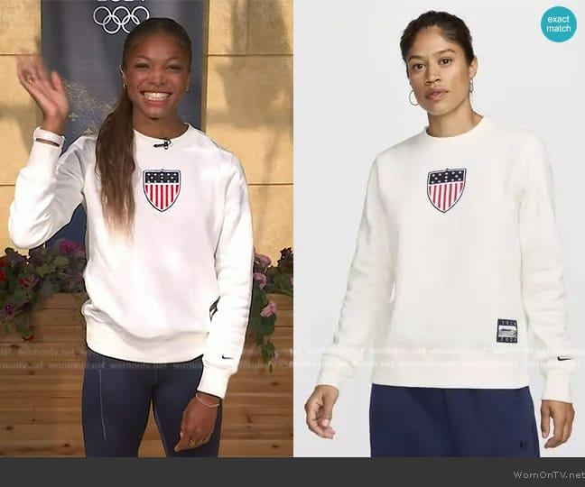Nike Crew-Neck Sweatshirt - Team USA Phoenix Fleece worn by Gabby Thomas on Today
